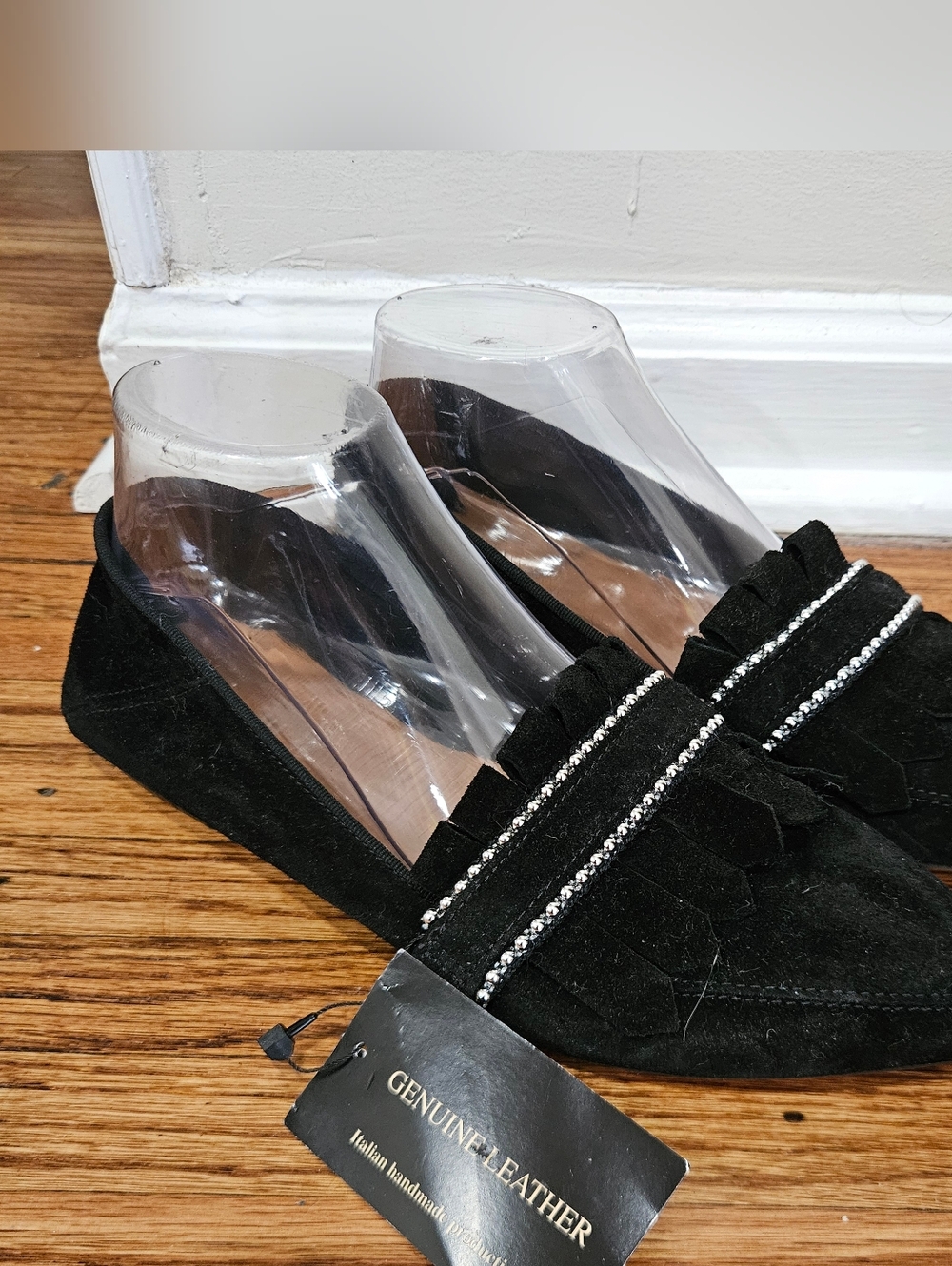 Fabianelli Womens Shoes 40 Flat Suede Italy Beaded Western Boho Rodeo Black 9